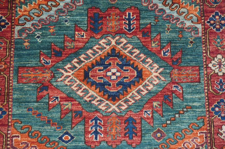 Hand Knotted Afghani Fine Aryana Rectangle Runner in Blue 