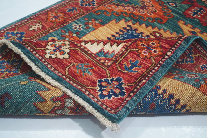 Hand Knotted Afghani Fine Aryana Rectangle Runner in Blue 