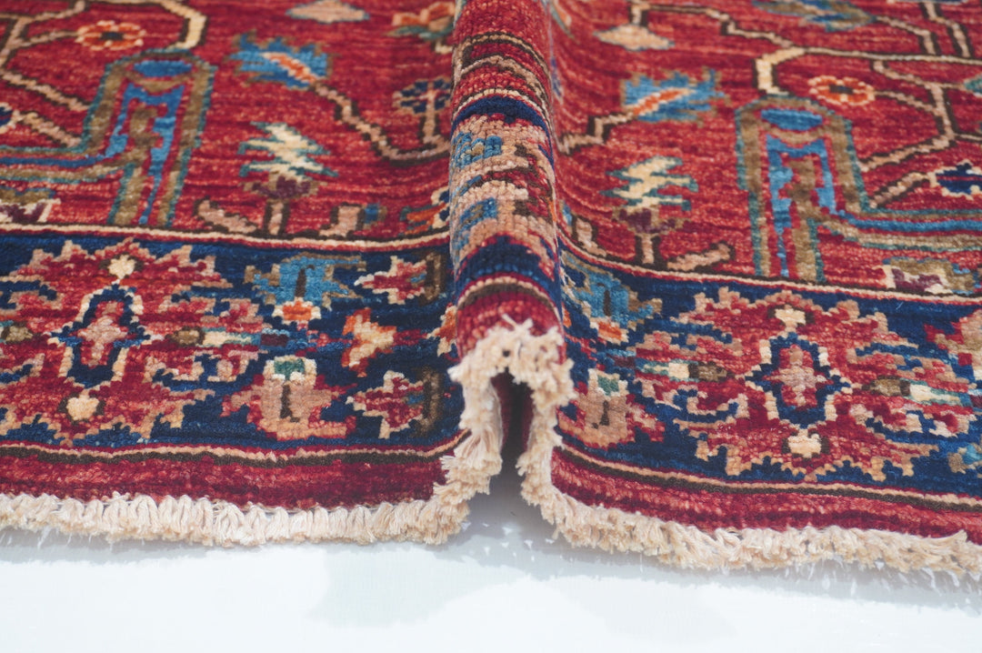 Hand Knotted Afghani Fine Aryana Rectangle Runner in Red 