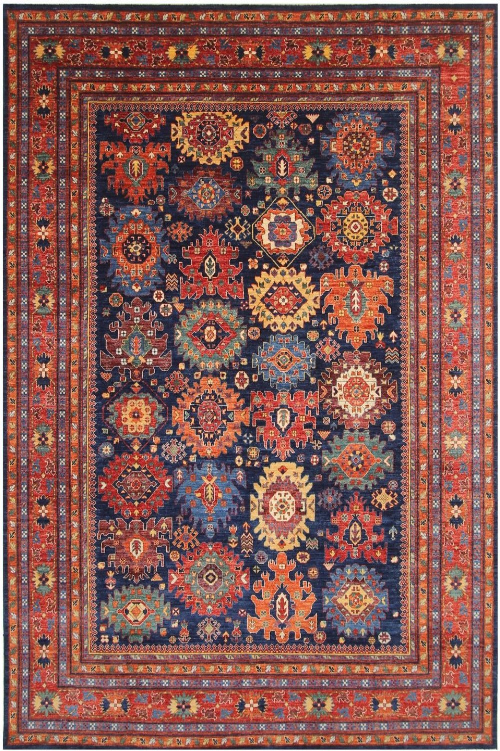 Hand Knotted Afghani Fine Aryana Area Rug in red 