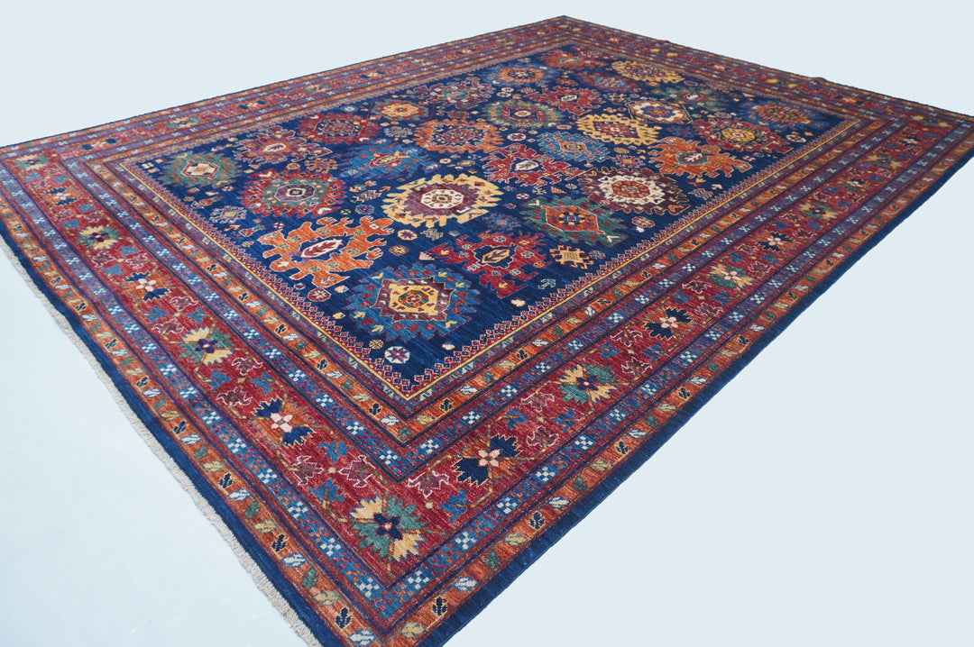 Hand Knotted Afghani Fine Aryana Area Rug in red 