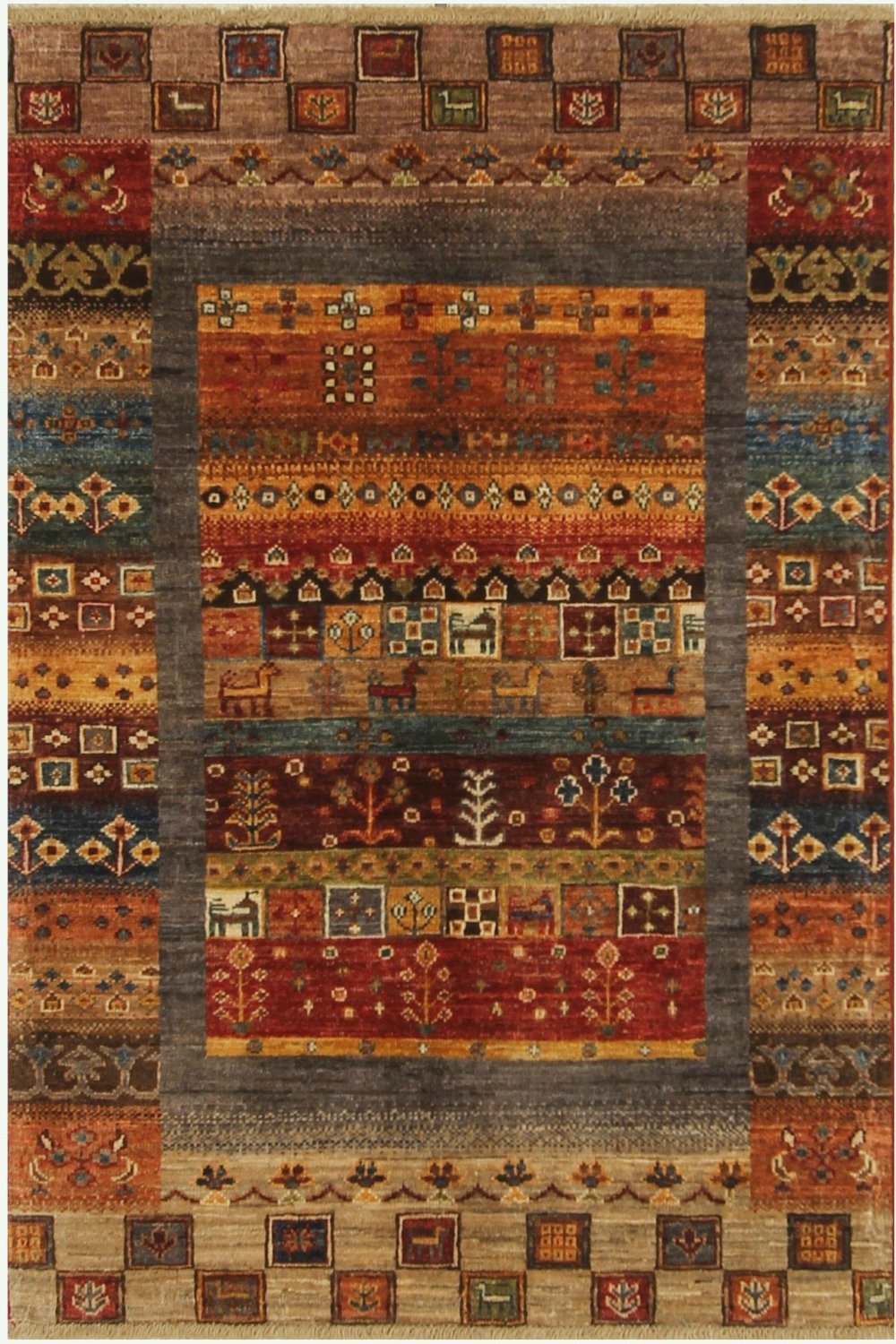 Hand Knotted Afghani Loribaft Area Rug in orange