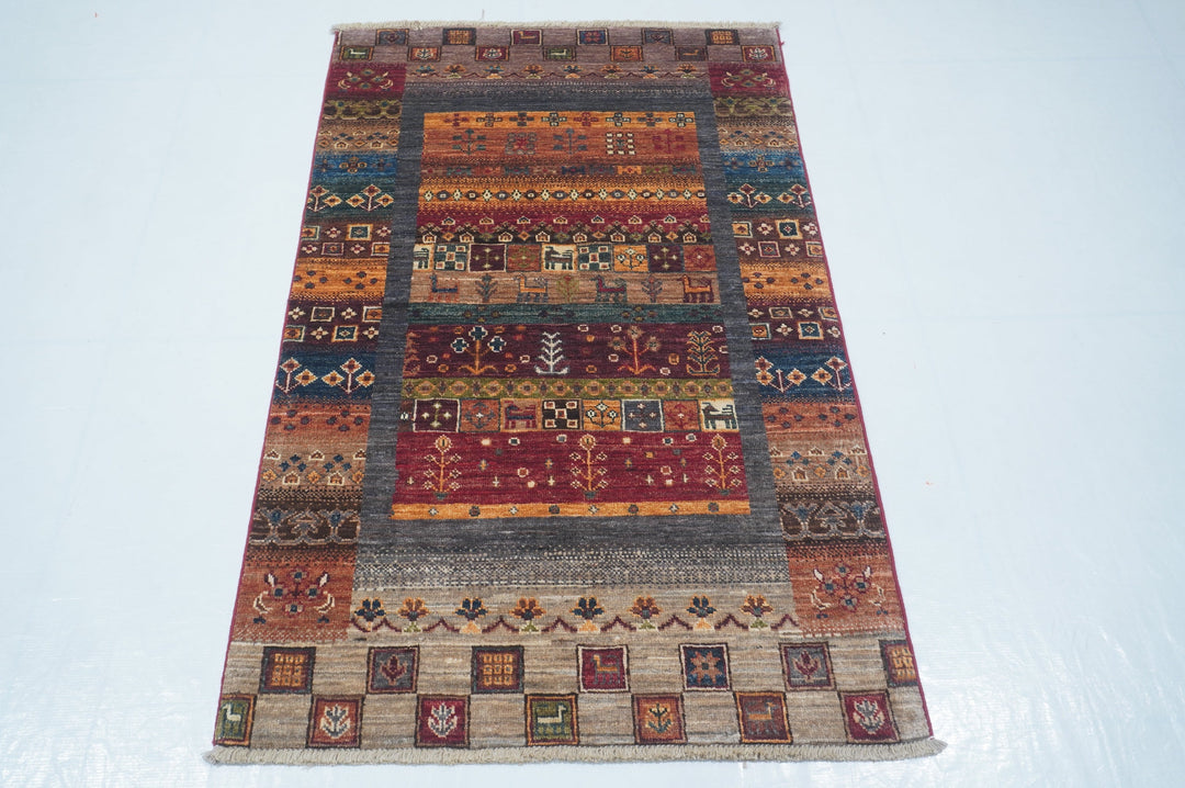 Hand Knotted Afghani Loribaft Area Rug in orange