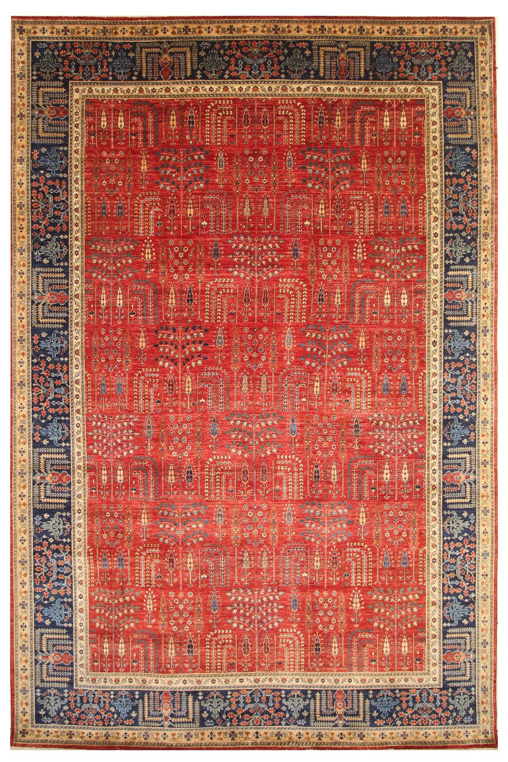 Hand Knotted Afghani Fine Aryana Area Rug in red