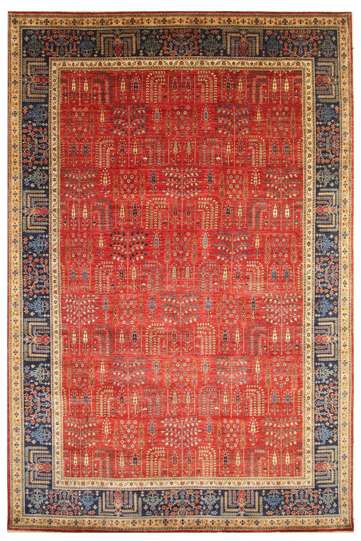 Hand Knotted Afghani Fine Aryana Area Rug in red