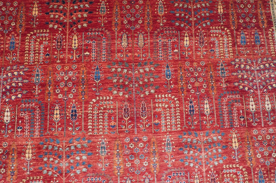 Hand Knotted Afghani Fine Aryana Area Rug in red