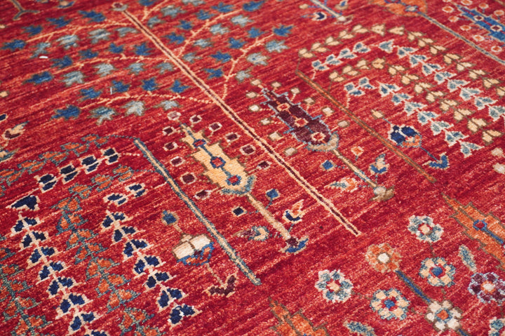 Hand Knotted Afghani Fine Aryana Area Rug in red