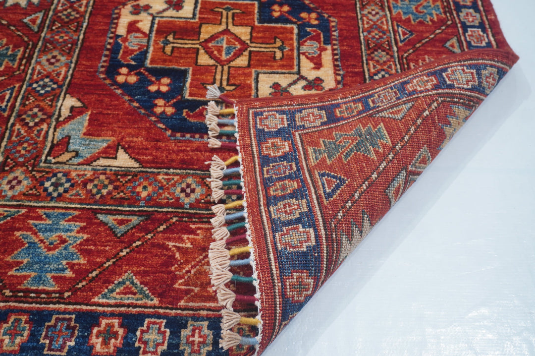 Hand Knotted Afghani Ersari Runner in red 