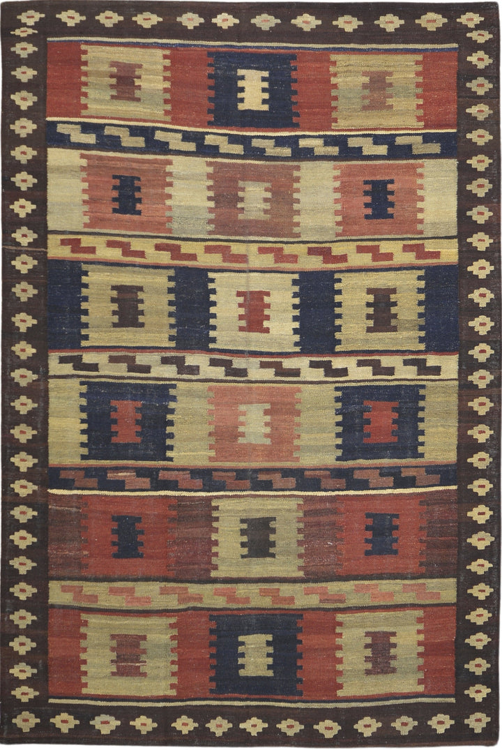 Afghan New Kilim Rug in Brown 