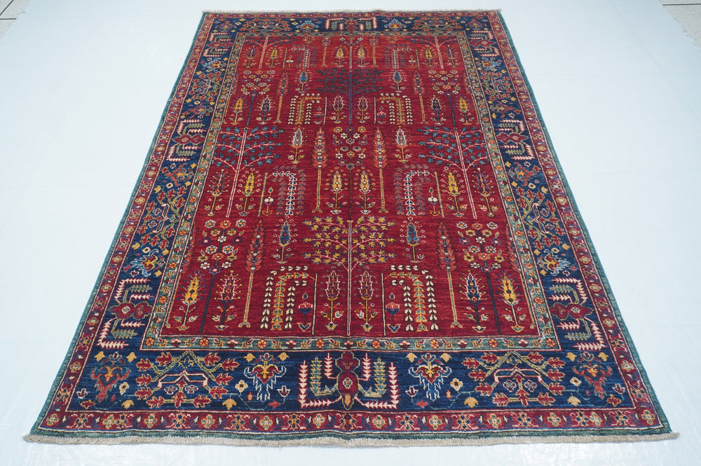 Hand Knotted Afghani Fine Aryana Area Rug in red 