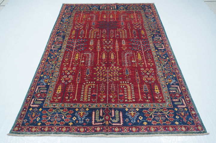 Hand Knotted Afghani Fine Aryana Area Rug in red 