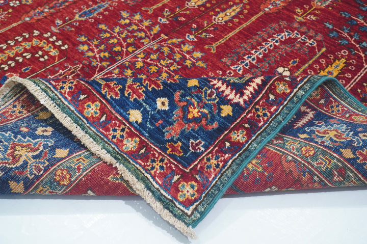 Hand Knotted Afghani Fine Aryana Area Rug in red 