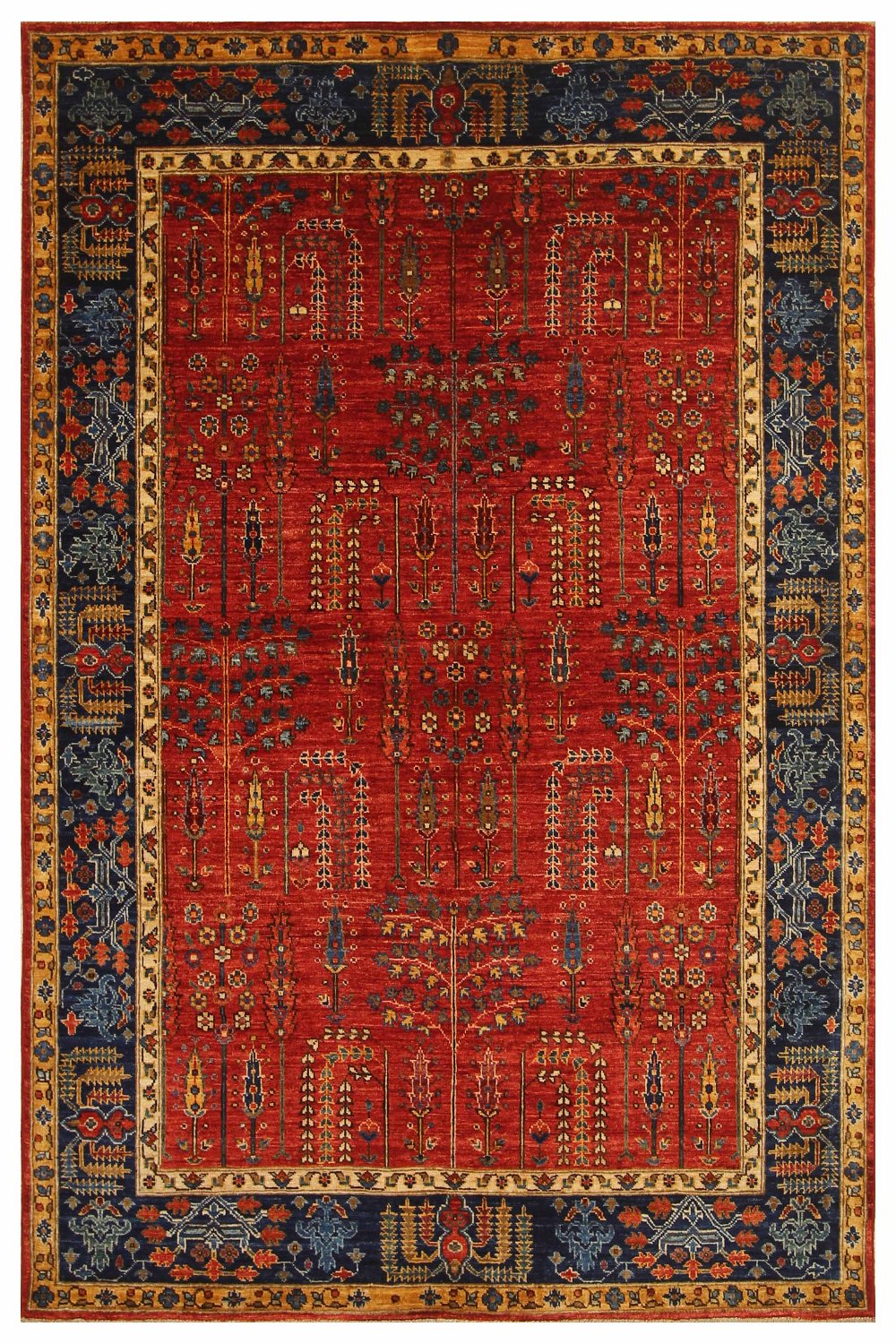 Hand Knotted Afghani Fine Aryana Area Rug in red 