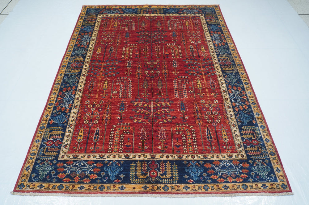 Hand Knotted Afghani Fine Aryana Area Rug in red 