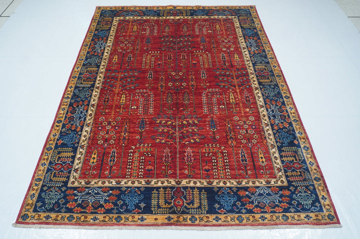 Hand Knotted Afghani Fine Aryana Area Rug in red 