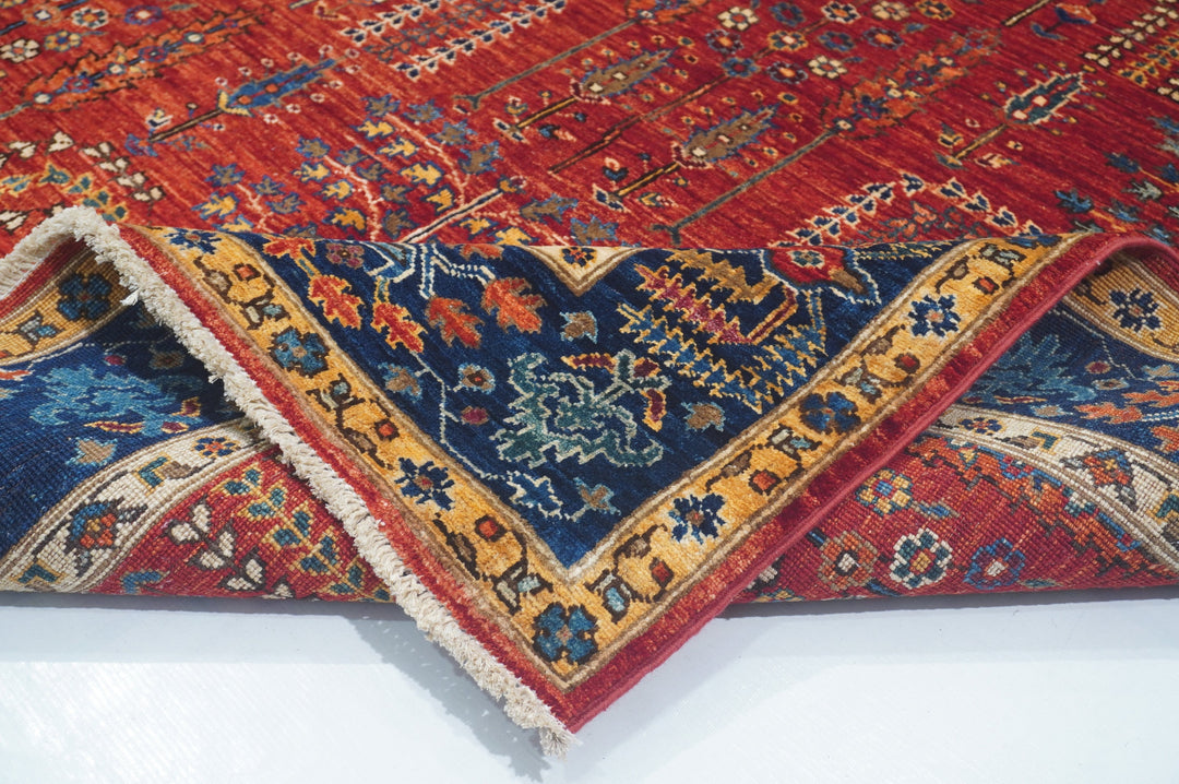 Hand Knotted Afghani Fine Aryana Area Rug in red 