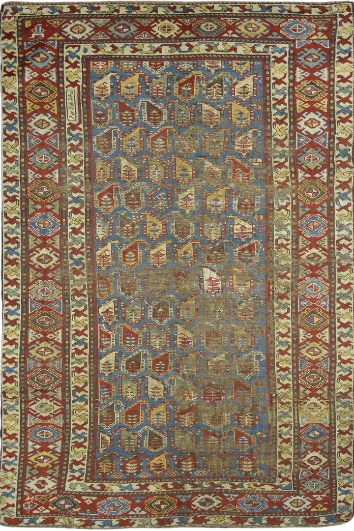 Hand Knotted Caucasian Paisely Rug in brown