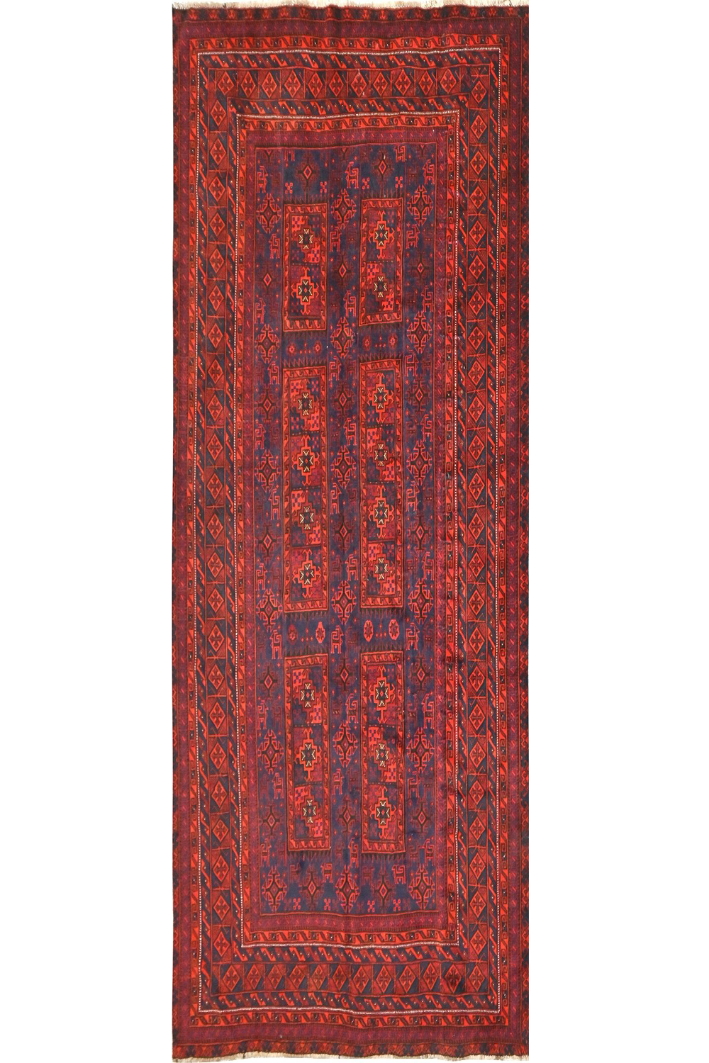 Hand Knotted Turkman Ersari Area Rug in red 