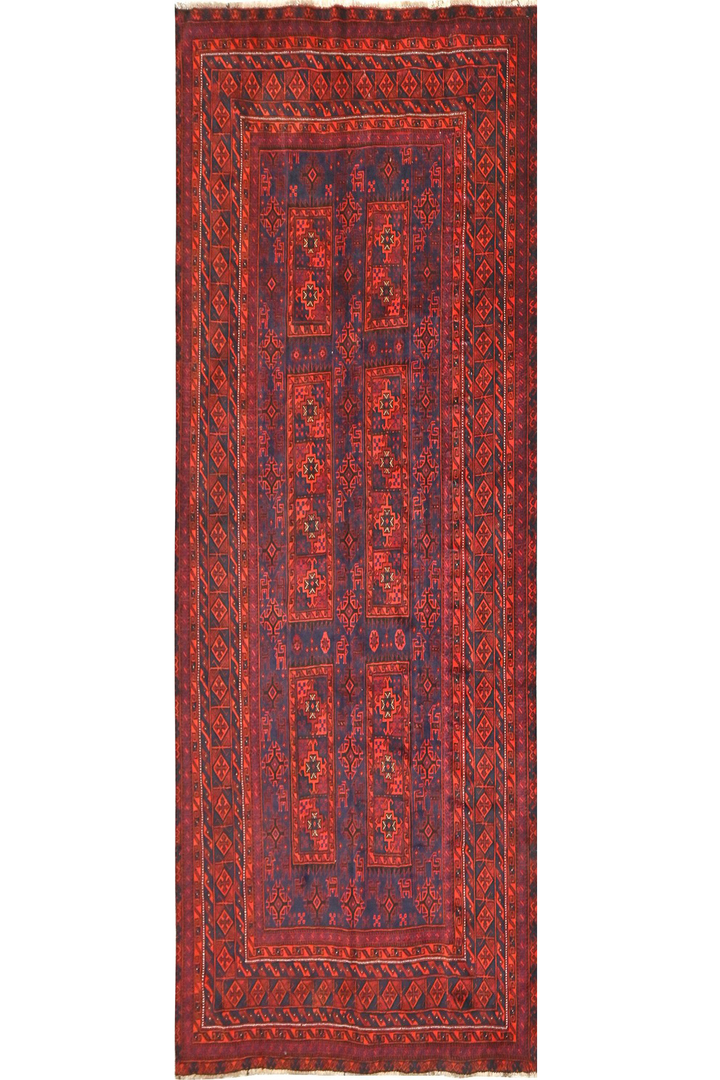 Hand Knotted Turkman Ersari Area Rug in red 