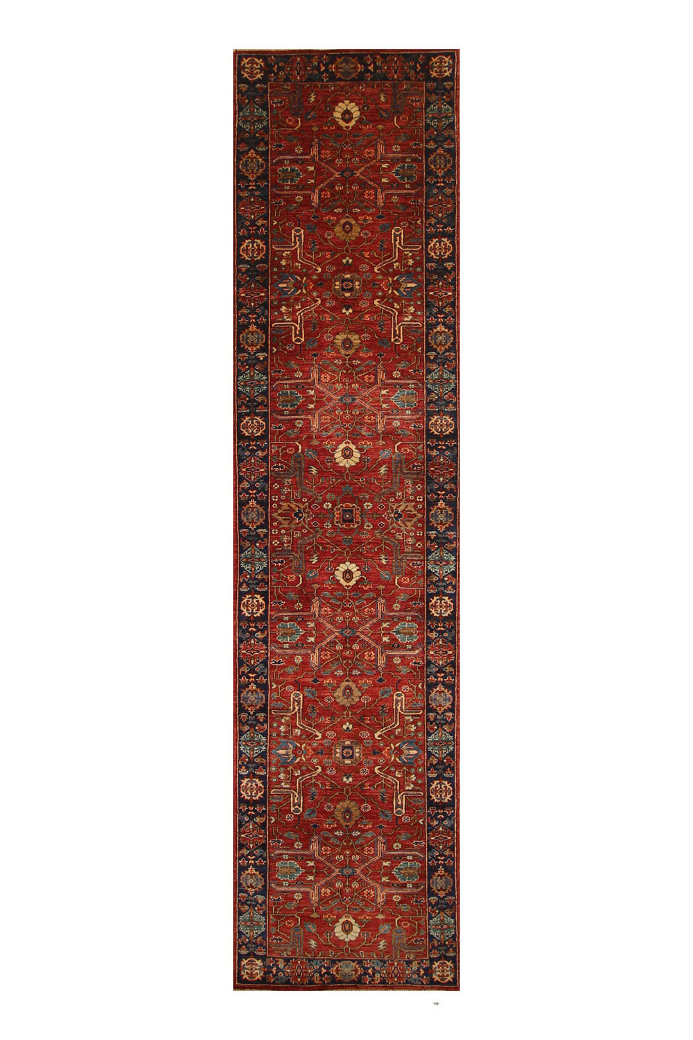 Hand Knotted Afghani Fine Aryana Rectangle Runner in Red 