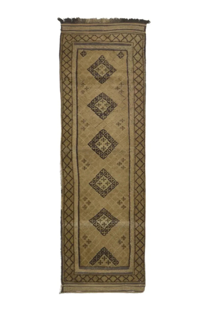 Afghani Flat Weave Soumak Runner in brown