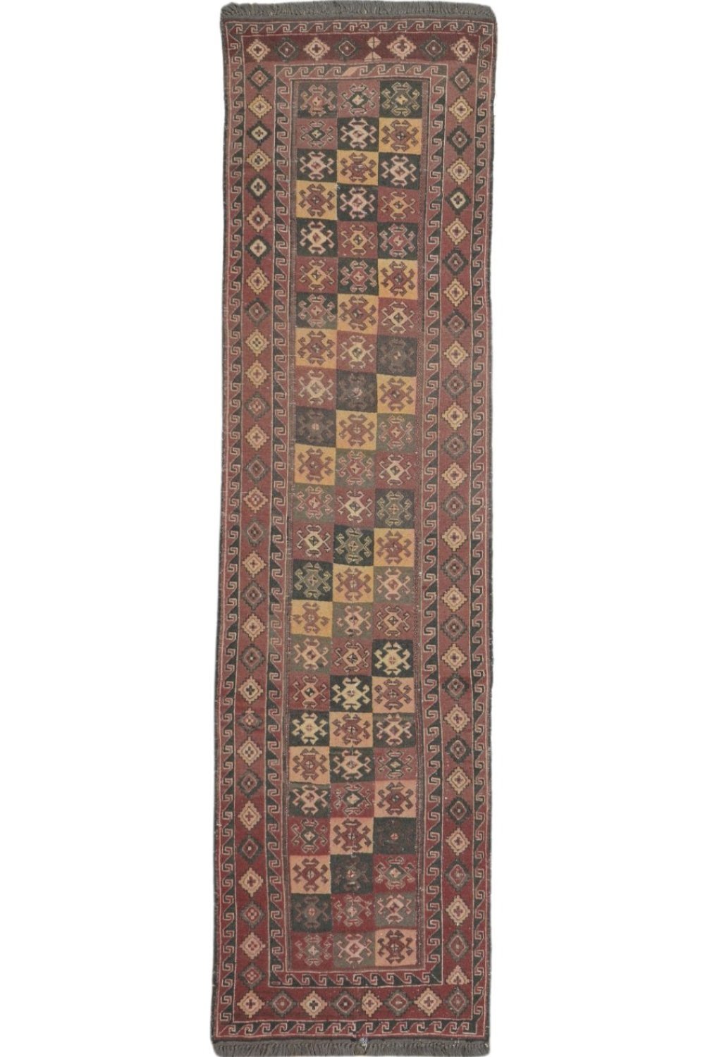 Afghani Old Soumak Runner in Brown