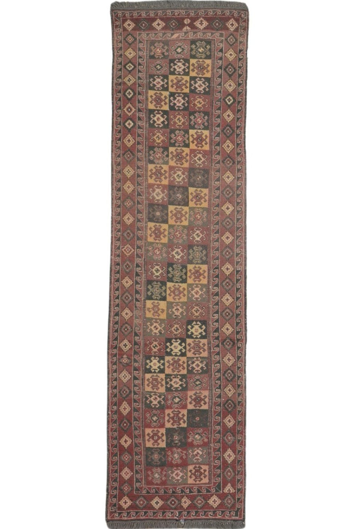 Afghani Old Soumak Runner in Brown