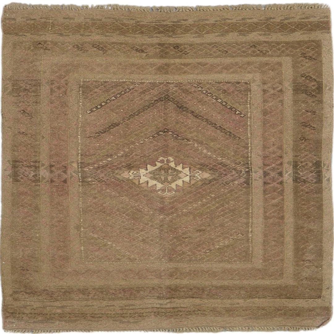 Afghani Vintage Square Soumak Rug