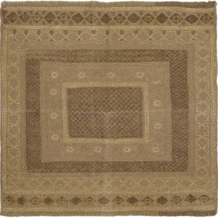 Afghani Vintage Square Soumak Rug