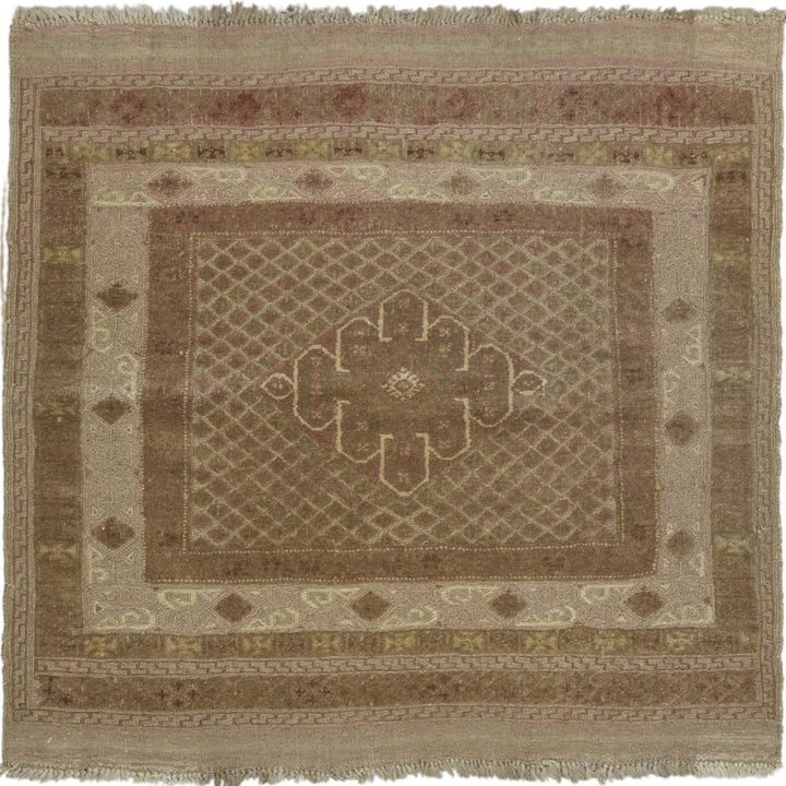 Afghani Hand Knotted Square Soumak Rug