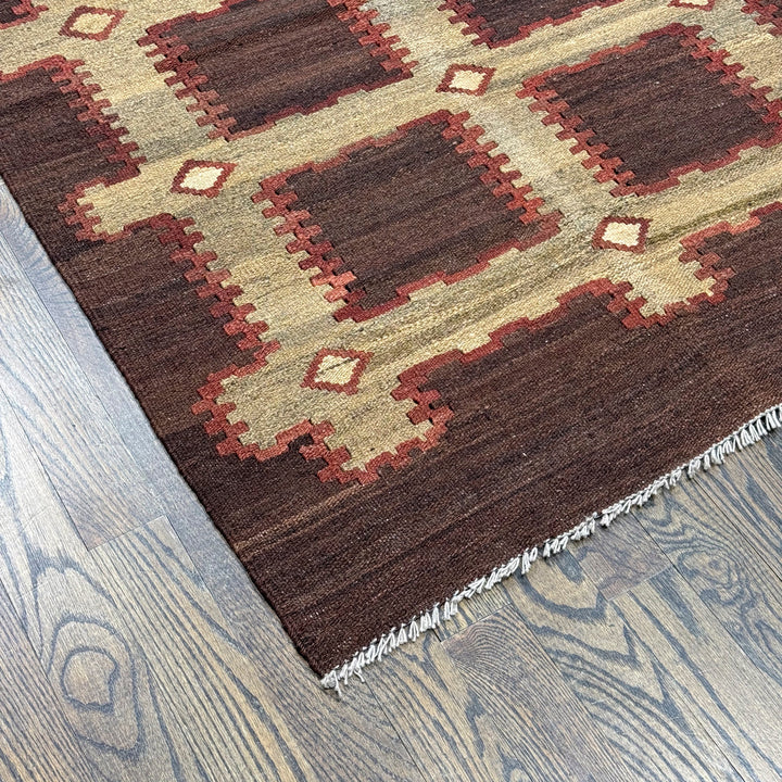 Small Afghani Kilim Rug in brown color 