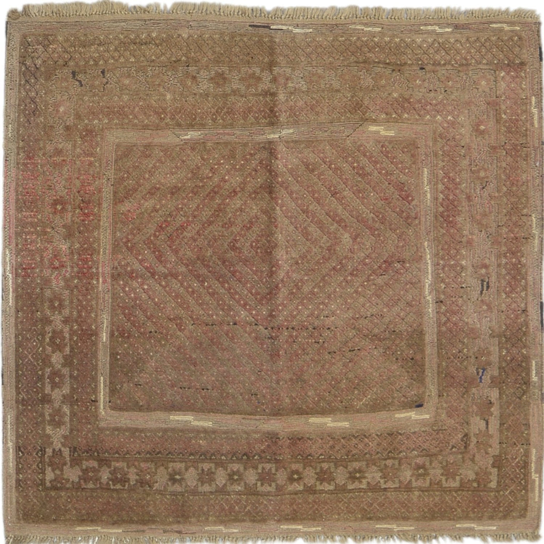 Afghani Vintage Square Soumak Rug