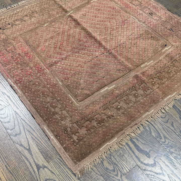 Afghani Vintage Square Soumak Rug