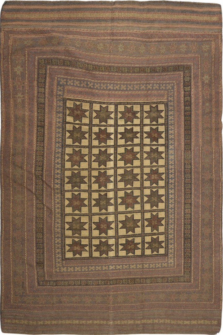 Afghani Hand Knotted Vintage Soumak Rug