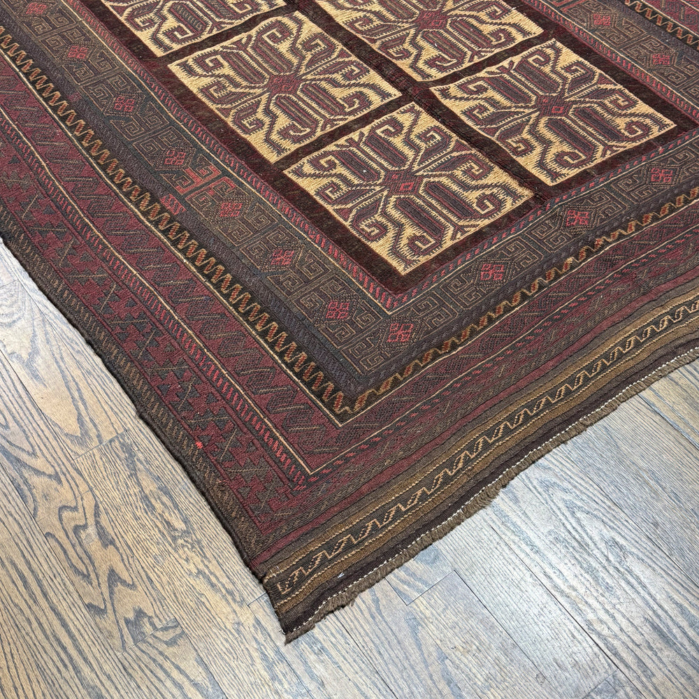 Afghani Soumak Vintage Rug In Brown