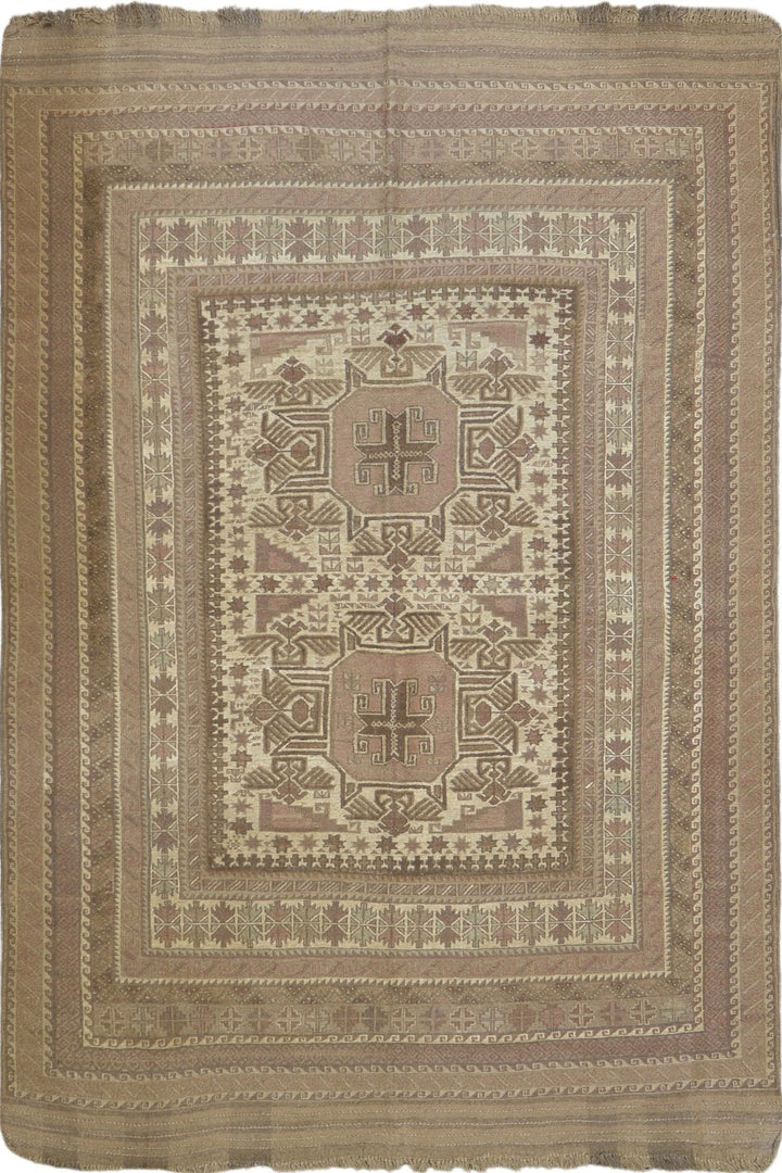 Afghani Vintage Wool Soumak Rug