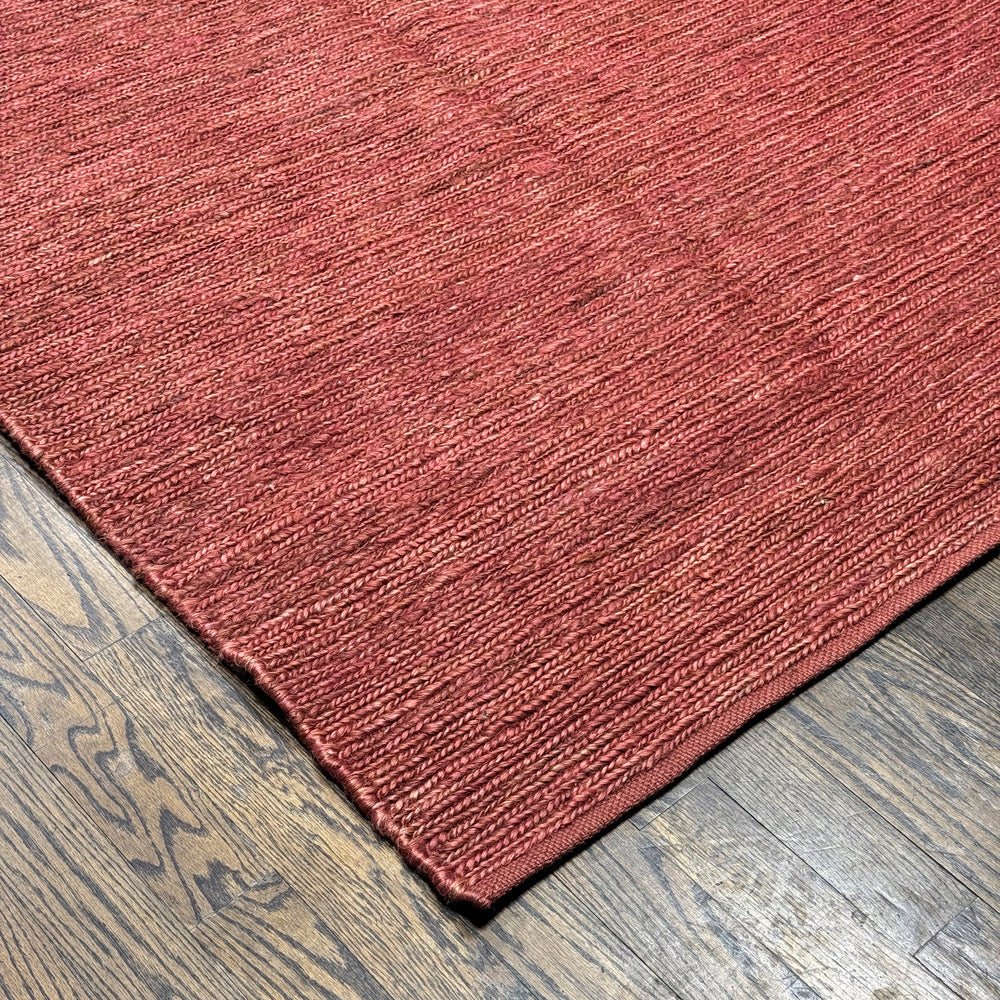 Handmade Burnt Orange Flatweave Jute Rug