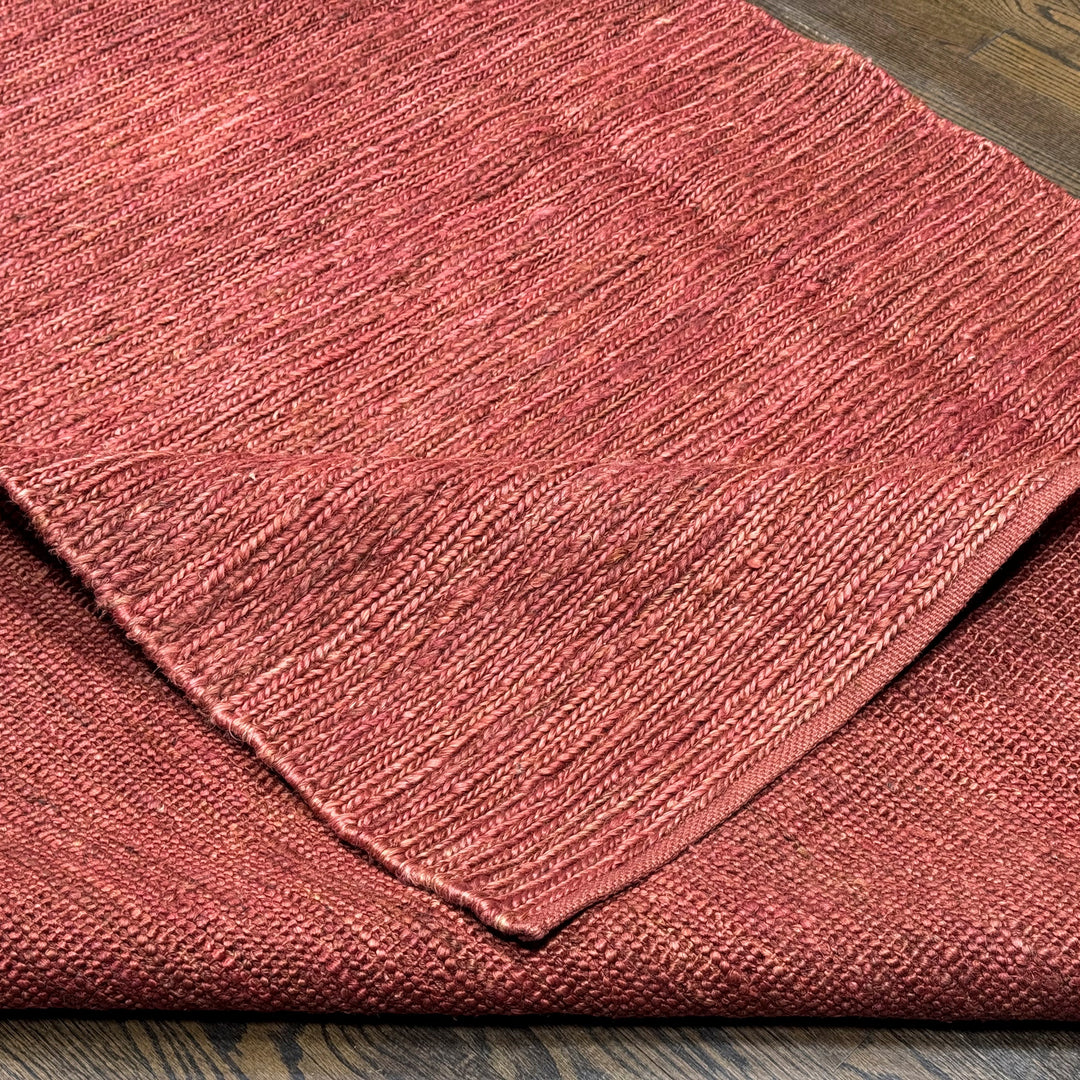 Handmade Burnt Orange Flatweave Jute Rug