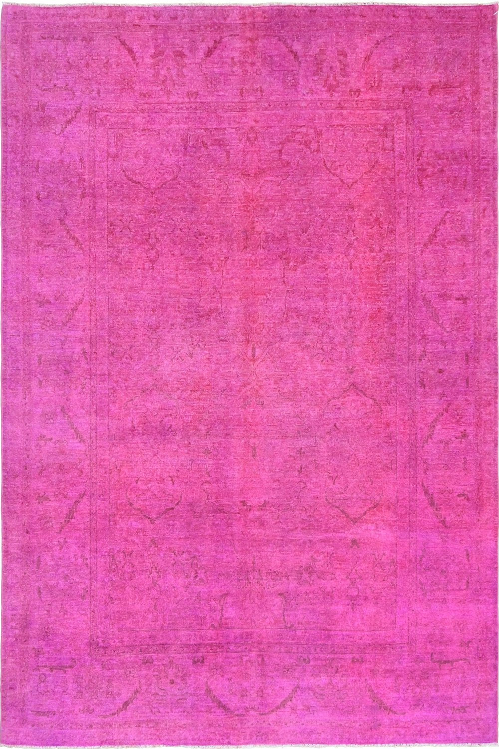 Hand Knotted Overdyed Area Rug in Pink