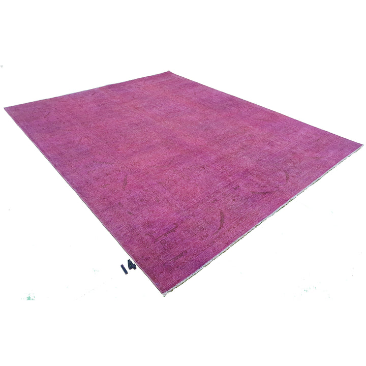 Hand Knotted Overdyed Area Rug in Pink