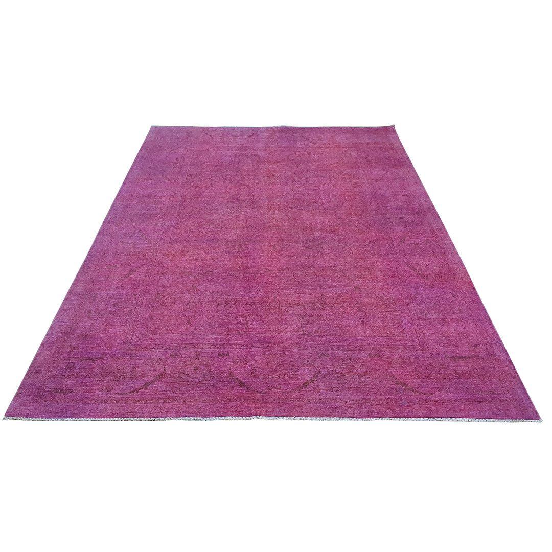 Hand Knotted Overdyed Area Rug in Pink