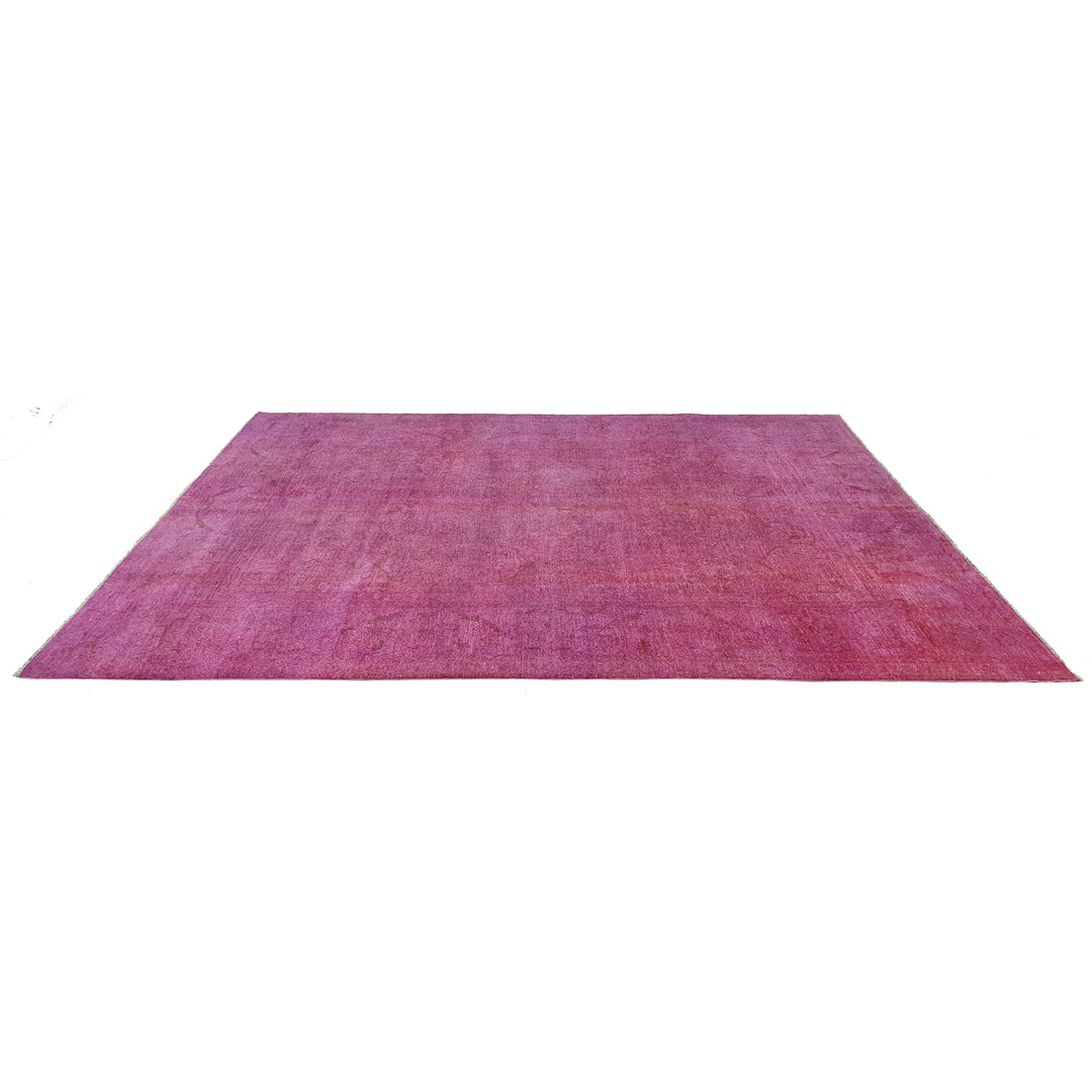 Hand Knotted Overdyed Area Rug in Pink