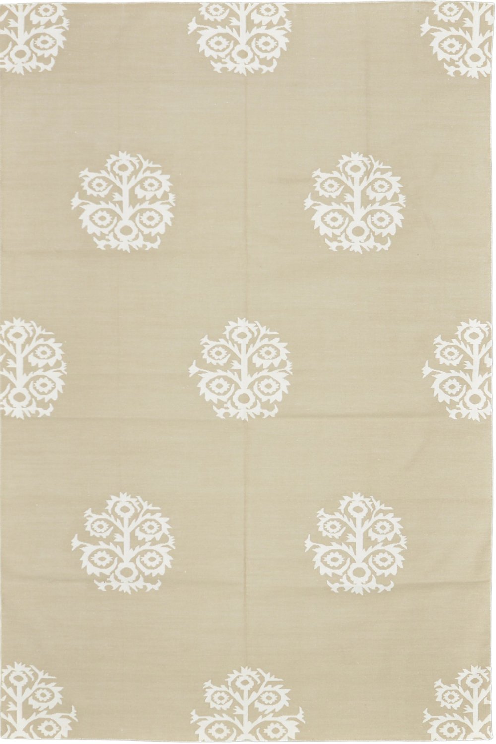 Anaar Cotton Dhurrie Camel White