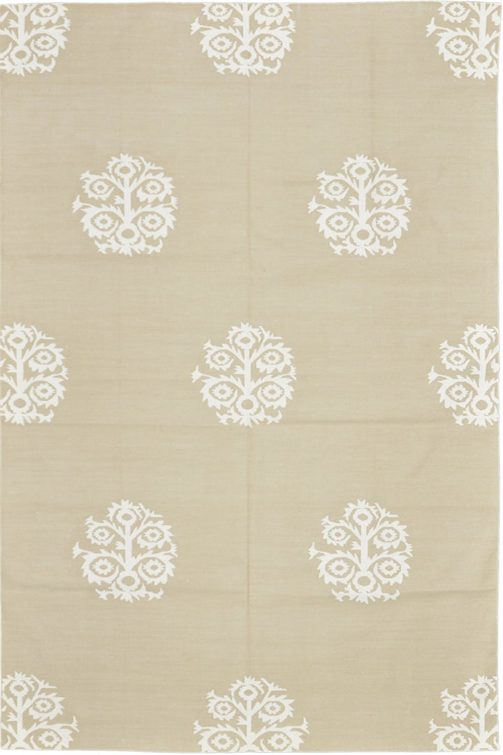 Anaar Cotton Dhurrie Camel White