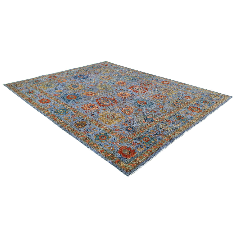 Hand Knotted Overdyed Area Rug in Blue