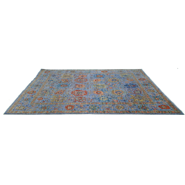 Hand Knotted Overdyed Area Rug in Blue