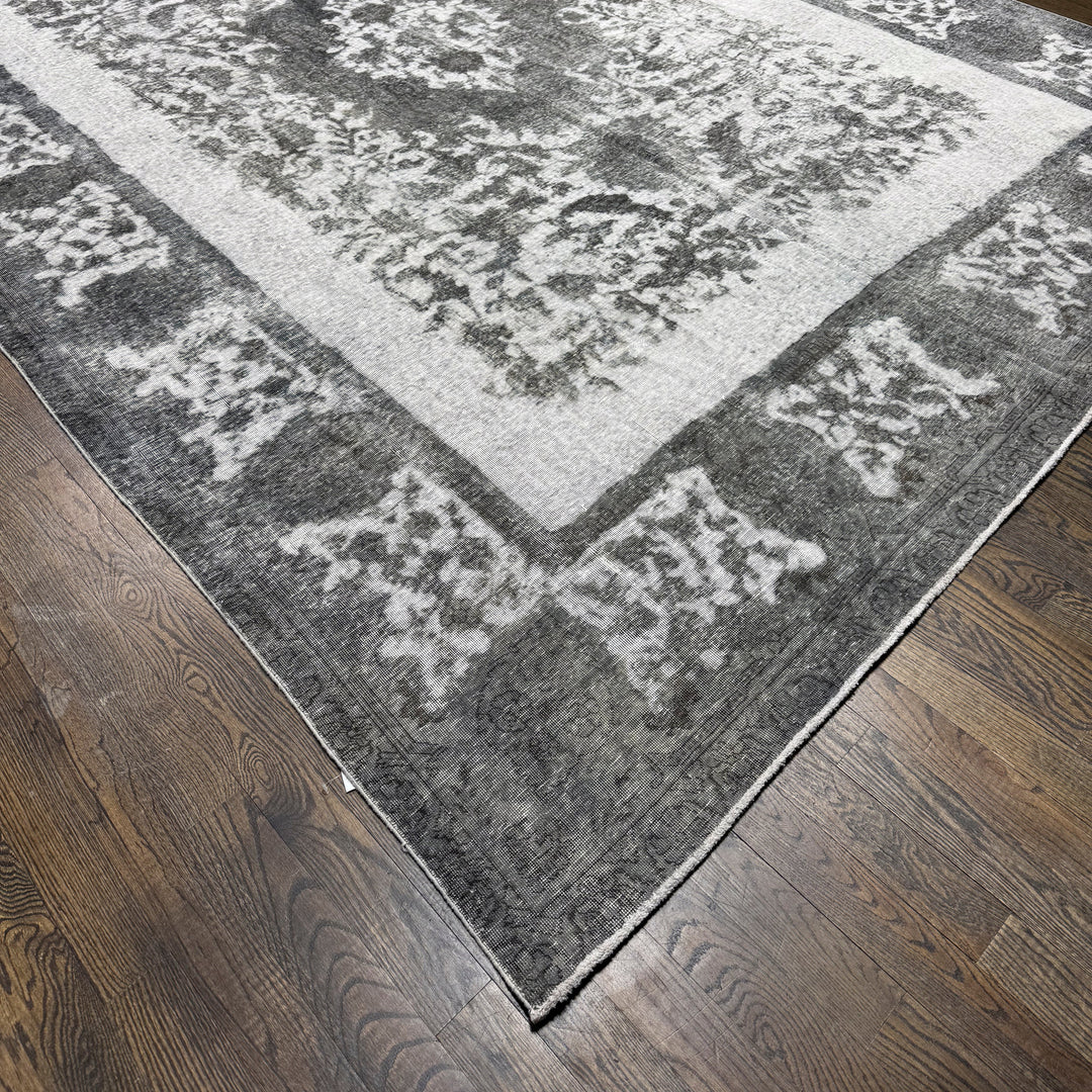 Distressed Gray Vintage Overdyed Rug