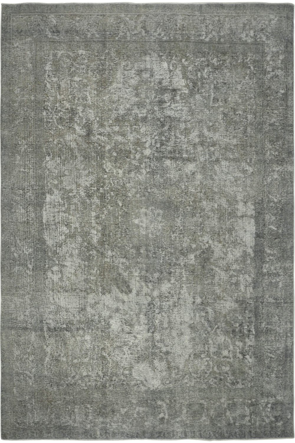 Distressed Decorative Vintage Overdyed Rug in gray