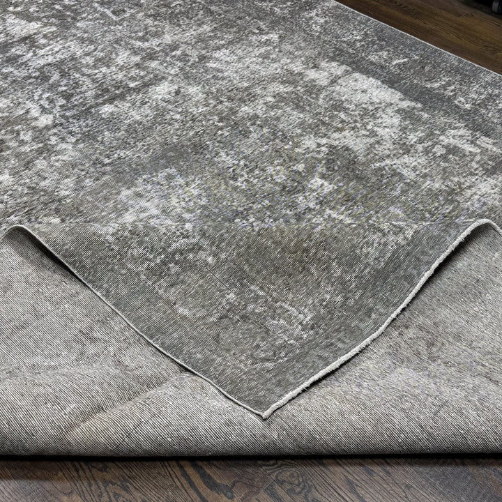 Distressed Decorative Vintage Overdyed Rug in gray