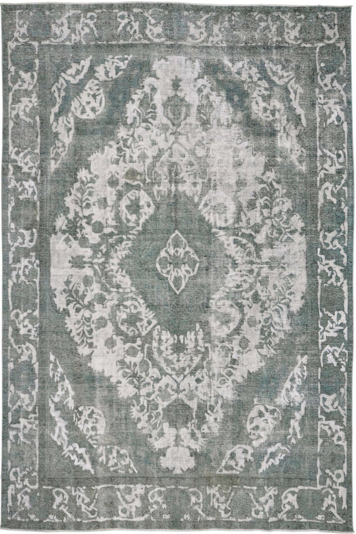 Distressed Dark Gray Vintage Overdyed Rug